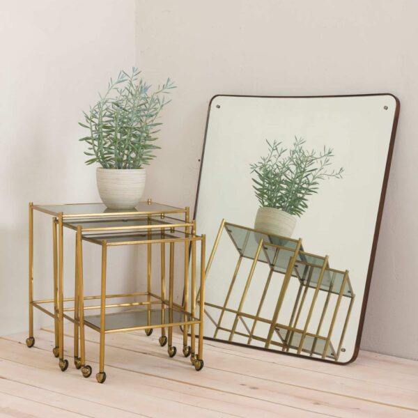 Large Italian mid century mirror from the s in varnished walnut frame   scaled