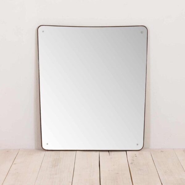 Large Italian mid century mirror from the s in varnished walnut frame   scaled