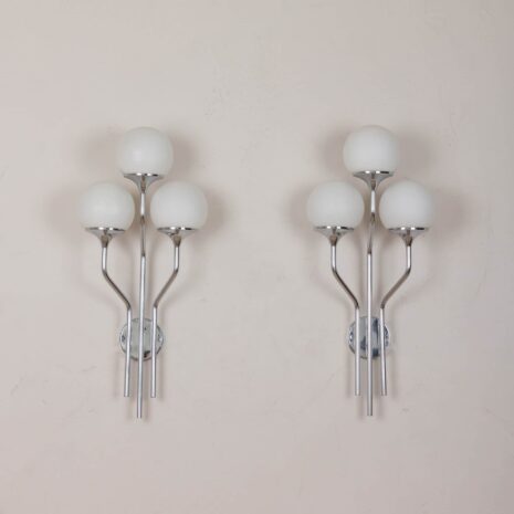 Para chromowanych kinkietów Goffredo Reggiani 2076-1 Pair of chrome plated wall lights by Goffredo Reggiani scaled
