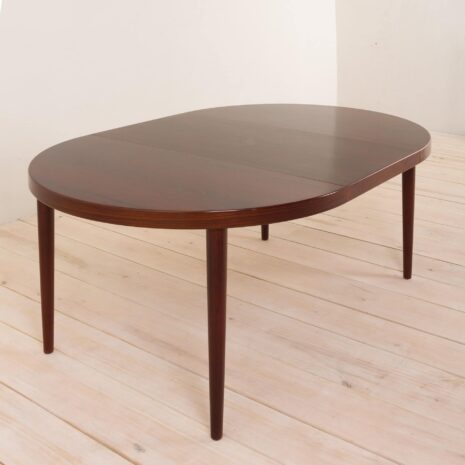 Round rosewood extension table attr. to Kai Kristiansen,Denmark, 60s 2103-12 Round rosewood extension table attr