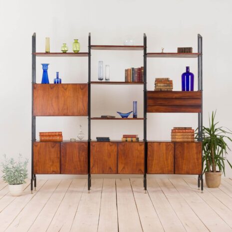 Italian geometrical free standing wall unit from the s in rosewood  scaled