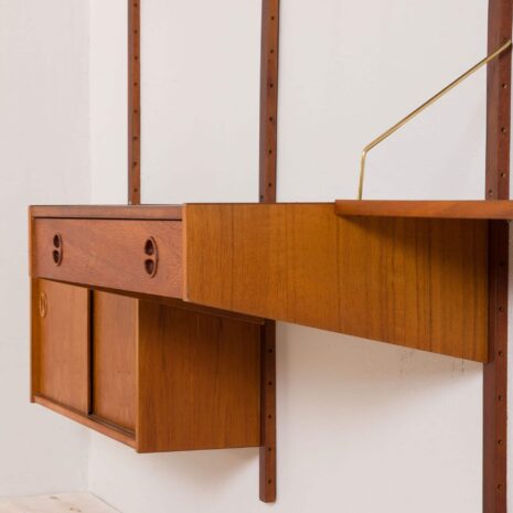 Danish wall unit from the 60s with a large desk and cabinet in the style of Poul Cadovius 2089-13 Danish wall unit from the s with a large desk and cabinet in the style of Poul Cadovius scaled