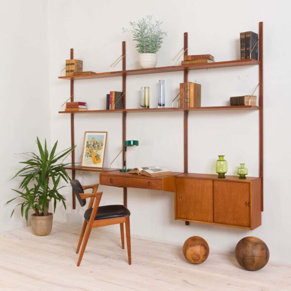 Danish wall unit from the s with a large desk and cabinet in the style of Poul Cadovius   scaled