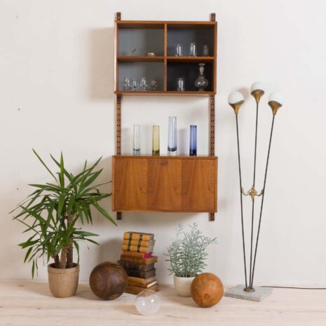 Early Poul Cadovius wall unit with bar cabinet for Cado   scaled