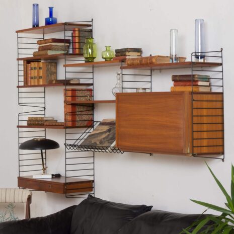 Original String wall unit from 1964 by Strinning, Sweden 2093-4 Original String wall unit from by Strinning Sweden scaled