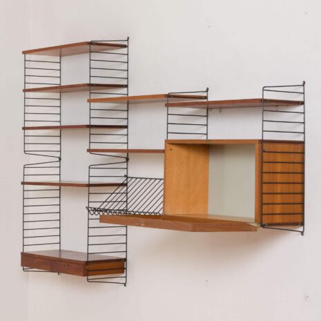 Original String wall unit from 1964 by Strinning, Sweden 2093-8 Original String wall unit from by Strinning Sweden scaled