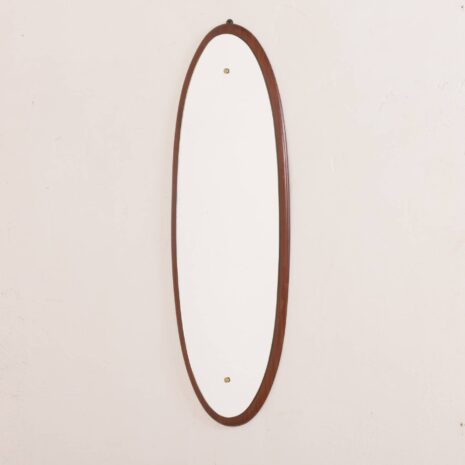 2069 Italian mid-century oval mirror in solid mahogany-2 Italian mid century oval mirror in solid mahogany scaled