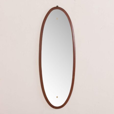 2069 Italian mid-century oval mirror in solid mahogany-3 Italian mid century oval mirror in solid mahogany scaled