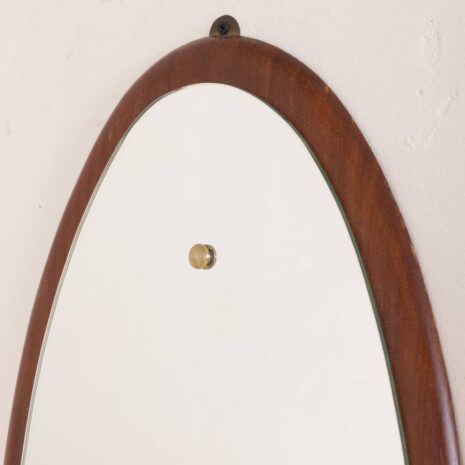 2069 Italian mid-century oval mirror in solid mahogany-4 Italian mid century oval mirror in solid mahogany scaled