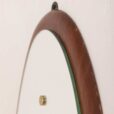 Italian mid century oval mirror in solid mahogany  scaled