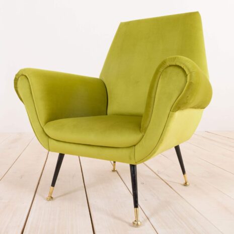2077 Fotel Gigi Radice z zielonego aksamitu z lat 50-tych.-6 Gigi Radice green velvet armchair from the s