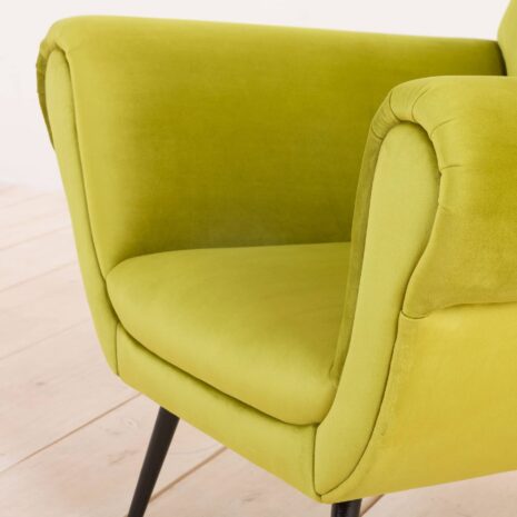 2077 Fotel Gigi Radice z zielonego aksamitu z lat 50.-8 Gigi Radice green velvet armchair from the s