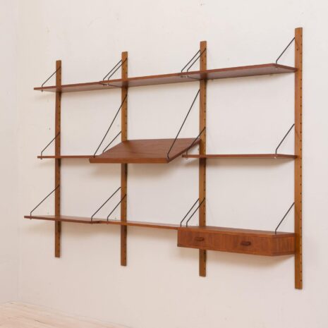 2084 Danish wall unit in the style of Cadovius with small desk and magazines shelf-3 Danish wall unit in the style of Cadovius with small desk and magazines shelf scaled