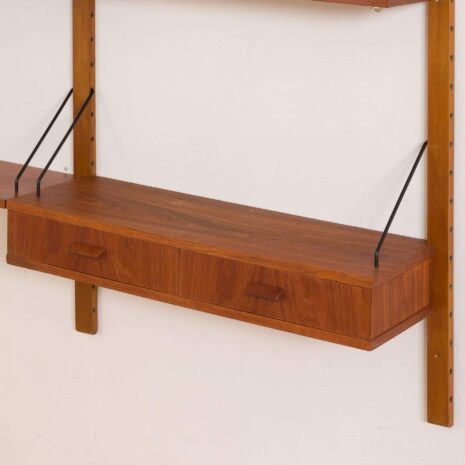 2084 Danish wall unit in the style of Cadovius with small desk and magazines shelf-4 Danish wall unit in the style of Cadovius with small desk and magazines shelf scaled