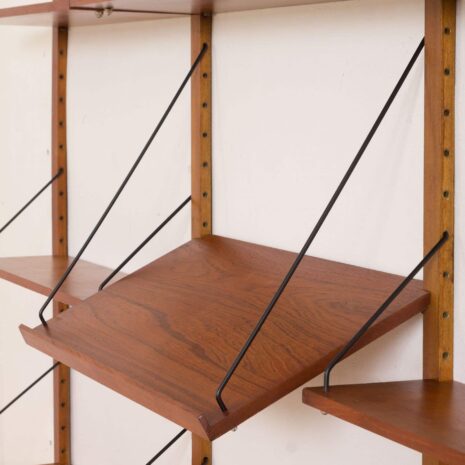 2084 Danish wall unit in the style of Cadovius with small desk and magazines shelf-5 Danish wall unit in the style of Cadovius with small desk and magazines shelf scaled