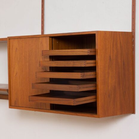 2120 Kai Kristiansen FM Wall Unit in teak with cabinet and desk-shelf-5 Kai Kristiansen FM Wall Unit in teak with cabinet and desk shelf scaled