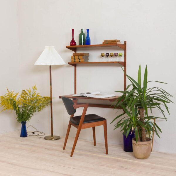 Kai Kristiansen desk set FM wall unit in teak  shelves  scaled