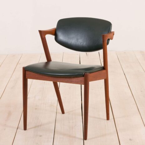 2132 Kai Kristiansen teak chair model 42 in dark green leather-1 Kai Kristiansen teak chair model in dark green leather scaled