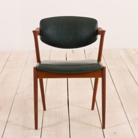 2132 Kai Kristiansen teak chair model 42 in dark green leather-2 Kai Kristiansen teak chair model in dark green leather scaled