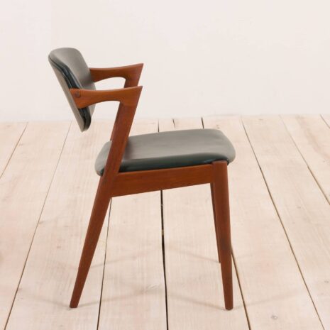 2132 Kai Kristiansen teak chair model 42 in dark green leather-4 Kai Kristiansen teak chair model in dark green leather scaled