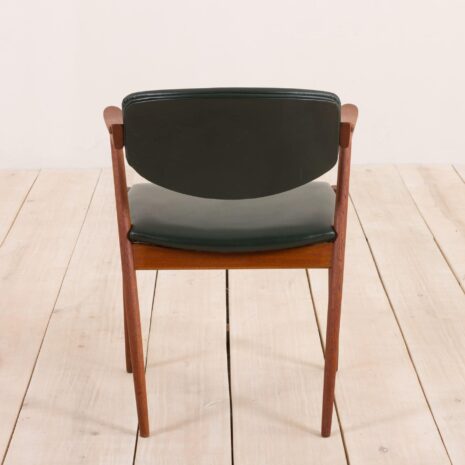 2132 Kai Kristiansen teak chair model 42 in dark green leather-5 Kai Kristiansen teak chair model in dark green leather scaled