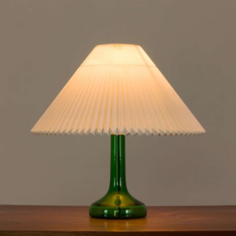 2159 Holmegaard deep green glass lamp with Le Klint shade-2 Holmegaard deep green glass lamp with Le Klint shade scaled