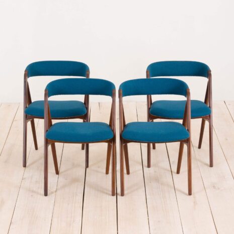 2153 Set of 4 MID-CENTURY DANISH TEAK DINING CHAIRS BY TH. HARLEV FOR FARSTRUP MØBLER, 1950S-1 Set of MID CENTURY DANISH TEAK DINING CHAIRS BY TH