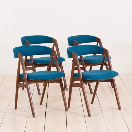 2153 Set of 4 MID-CENTURY DANISH TEAK DINING CHAIRS BY TH. HARLEV FOR FARSTRUP MØBLER, 1950S-2 Set of MID CENTURY DANISH TEAK DINING CHAIRS BY TH