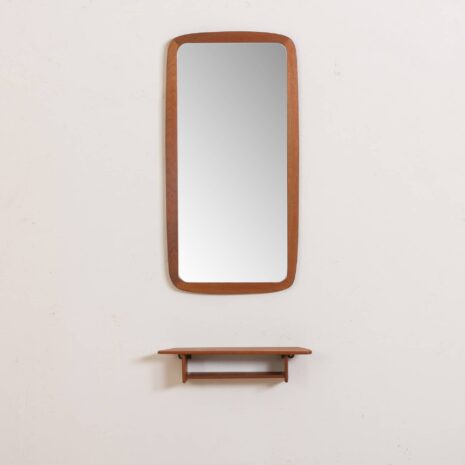 2154 Jm teak frame mirror Nr. 455 with organic shape console-3 Jm teak frame mirror Nr