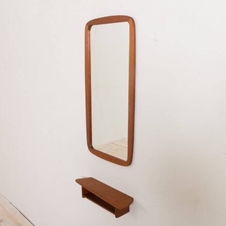 2154 Jm teak frame mirror Nr. 455 with organic shape console-4 Jm teak frame mirror Nr