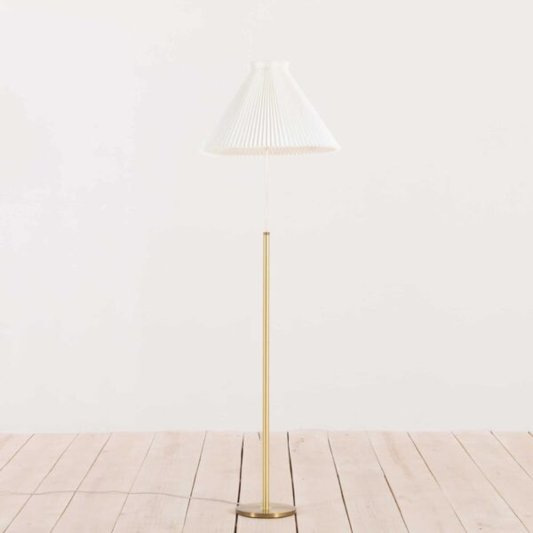 Brass floor lamp with le klint shade  scaled