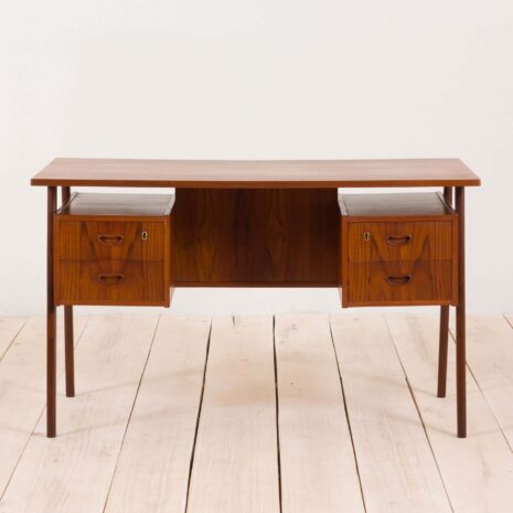 2163 Duńskie tekowe biurko dwustronne z połowy wieku-2 Danish teak mid century double sided desk scaled