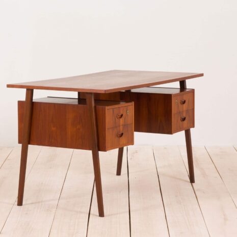 2163 Duńskie tekowe biurko dwustronne z połowy wieku-3 Danish teak mid century double sided desk scaled
