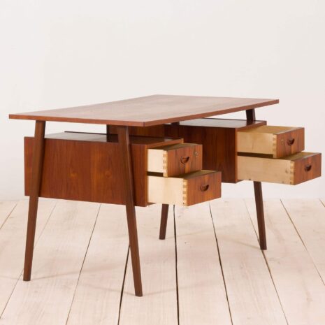 2163 Duńskie tekowe biurko dwustronne z połowy wieku-4 Danish teak mid century double sided desk scaled