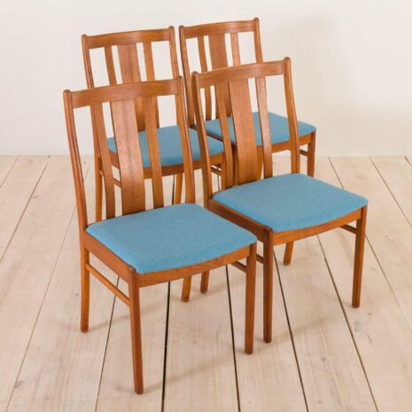 2170 set of 4 Danish MID-CENTURY teak chairs in new blue upholstery-2 set of Danish MID CENTURY teak chairs in new blue upholstery scaled