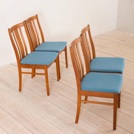 2170 set of 4 Danish MID-CENTURY teak chairs in new blue upholstery-3 set of Danish MID CENTURY teak chairs in new blue upholstery scaled