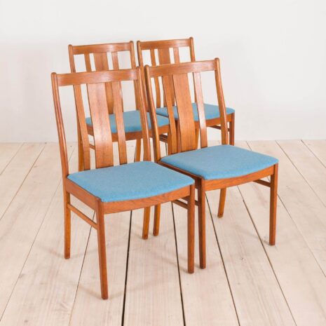 2170 set of 4 Danish MID-CENTURY teak chairs in new blue upholstery-4 set of Danish MID CENTURY teak chairs in new blue upholstery scaled
