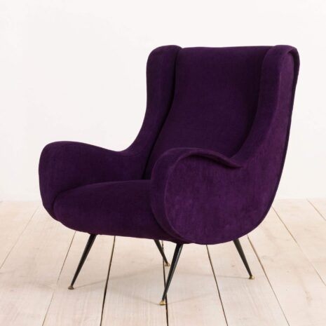 2174 Marco Zanuso Senior Chair reupholstered in Belgian linen, Italie, 60s-1 Marco Zanuso Senior Chair reupholstered in Belgian linen Italy s scaled