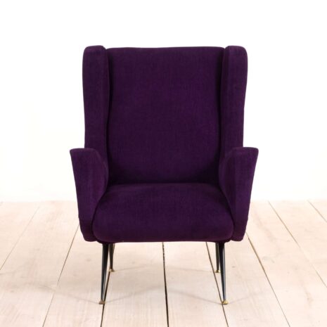 2174 Marco Zanuso Senior Chair reupholstered in Belgian linen, Italy, 60s-2 Marco Zanuso Senior Chair reupholstered in Belgian linen Italy s scaled