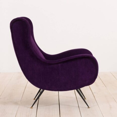 2174 Marco Zanuso Senior Chair reupholstered in Belgian linen, Italy, 60s-4 Marco Zanuso Senior Chair reupholstered in Belgian linen Italy s scaled