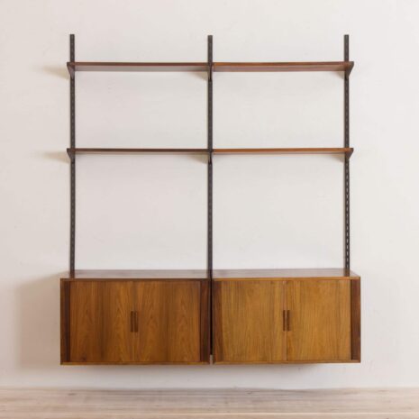 2168 Kai Kristiansen Rosewood wall unit with 2 cabinets with tambour doors-3 Kai Kristiansen Rosewood wall unit with cabinets with tambour doors scaled