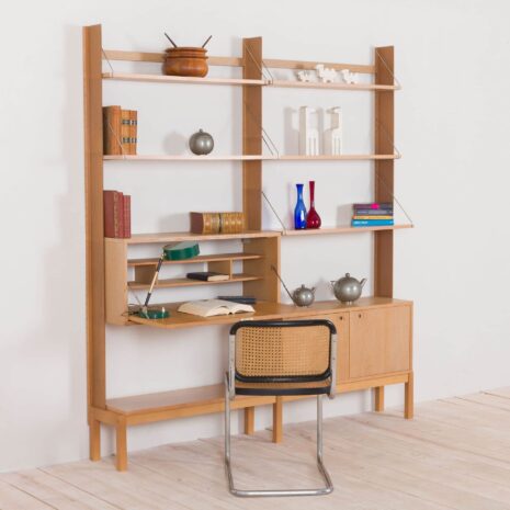 2176 Bruksbo white oak shelving unit by Veggen, 70s, Norway-2 Bruksbo white oak shelving unit by Veggen s Norway scaled