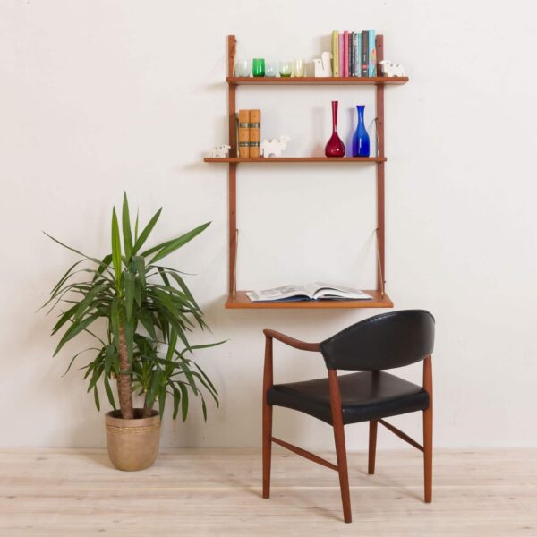 Danish teak wall desk unit  scaled