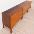 Danish three pieces credenza in rosewood with brass handles  scaled