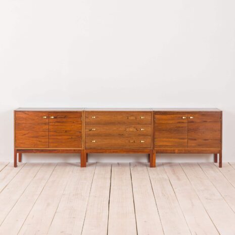 2197 Danish three pieces credenza in rosewood with brass handles-4 Danish three pieces credenza in rosewood with brass handles scaled