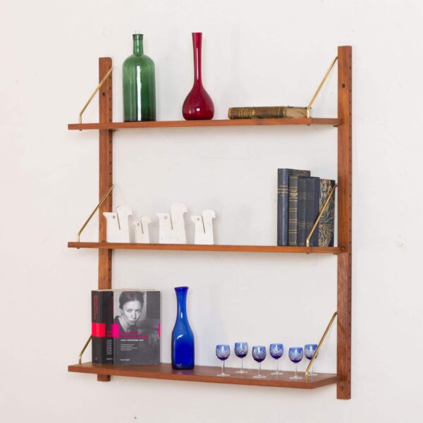 A cadovius style wall unit with  shelves  scaled
