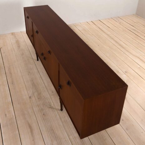 2204 Long Italian sideboard in teak with turned handles-13 Long Italian sideboard in teak with turned handles scaled