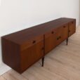 Long Italian sideboard in teak with turned handles scaled