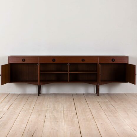 2204 Long Italian sideboard in teak with turned handles-6 Long Italian sideboard in teak with turned handles scaled