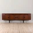 Long Italian sideboard in teak with turned handles scaled